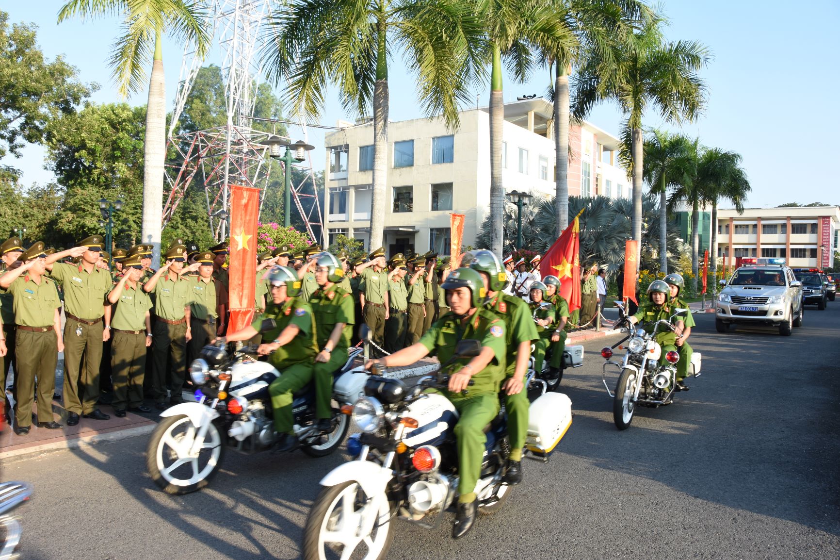 Công an tỉnh Tiền Giang ra quân phòng chống tội phạm. (Ảnh: Thanh Duy)