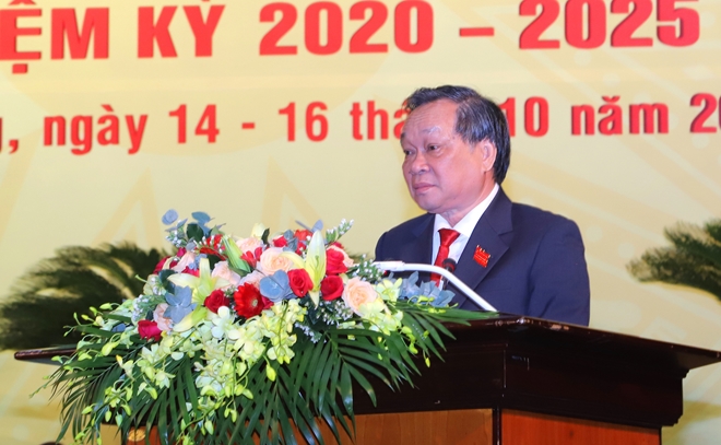Đồng chí Lê Diễn, Uỷ viên Trung ương Đảng, Bí thư Tỉnh uỷ Đắk Nông phát biểu khai mạc Đại hội.