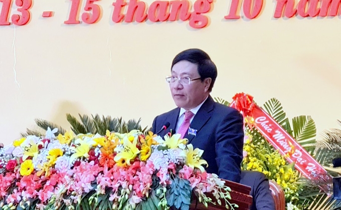 Đồng chí Phạm Bình Minh- Ủy viên Bộ Chính trị, Phó Thủ tướng Chính phủ, Bộ trưởng Bộ ngoại giao phát biểu chỉ đạo Đại hội.