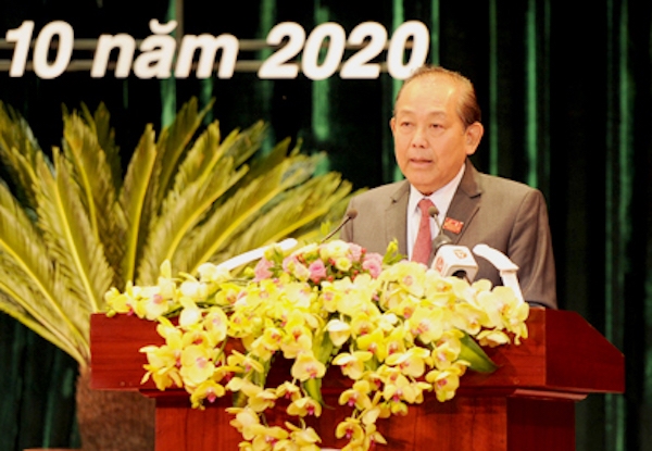Phó Thủ tướng Thường trực Trương Hoà Bình phát biểu chỉ đạo Đại hội (ảnh: Đình Tăng).