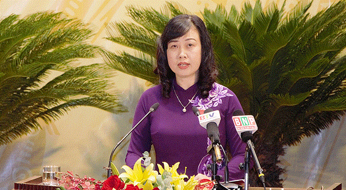 Đồng chí Đào Hồng Lan, Bí thư Tỉnh ủy Bắc Ninh nhiệm kỳ 2020 - 2025 phát biểu bế mạc Đại hội  (Ảnh: Thu Dung)