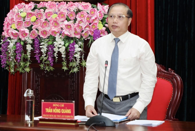 Đồng chí Trần Hồng Quảng, Phó Bí thư thường trực Tỉnh ủy, Chủ tịch HĐND tỉnh, Trưởng Tiểu ban chủ trì họp báo