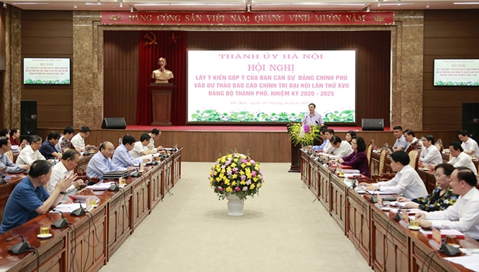 Thành ủy Hà Nội lấy ý kiến góp ý của Ban Cán sự Đảng Chính phủ vào dự thảo báo cáo chính trị Đại hội lần thứ XVII Đảng bộ TP.