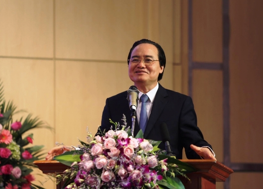 Bộ trưởng Bộ GD&ĐT Phùng Xuân Nhạ phát biểu tại buổi lễ. Ảnh: TH.
