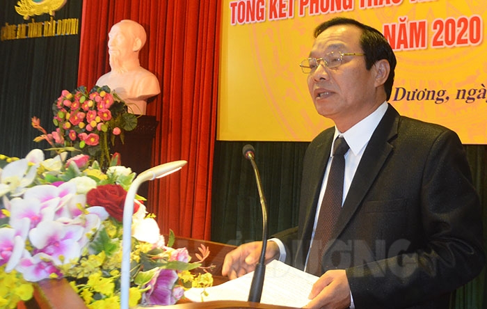 Phó Bí thư Thường trực Tỉnh ủy Hải Dương Lê Văn Hiệu phát biểu tại hội nghị (Ảnh: PV)