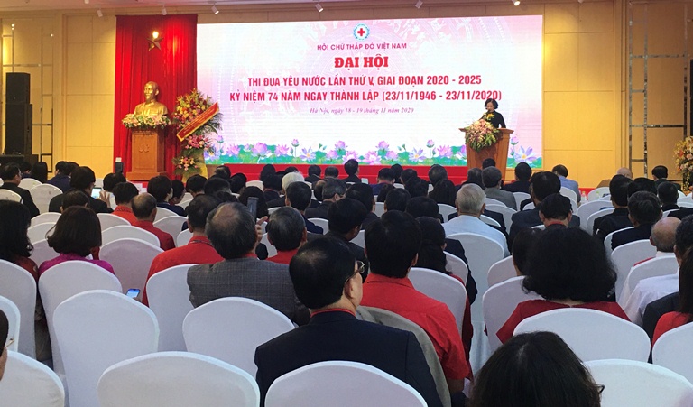 Ðại hội thi đua yêu nước Hội Chữ thập đỏ Việt Nam lần thứ V diễn ra ngày 19/11 tại Hà Nội. (Ảnh: Đỗ Thoa)