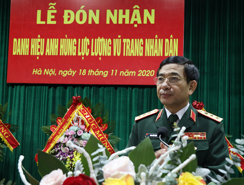 Thượng tướng Phan Văn Giang phát biểu tại buổi lễ. (Ảnh: Nguyễn Bằng)