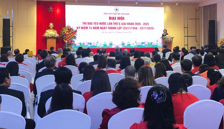 Đại hội Thi đua yêu nước toàn quốc Hội Chữ thập đỏ Việt Nam lần thứ V diễn ra tại Hà Nội. (Ảnh: ĐT)