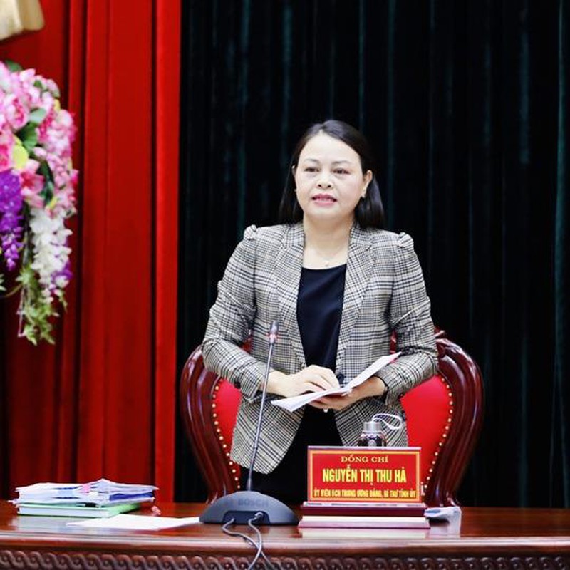 Bí thư Tỉnh ủy Ninh Bình Nguyễn Thị Thu Hà phát biểu tại Hội nghị. (Ảnh: Dương Tươi)