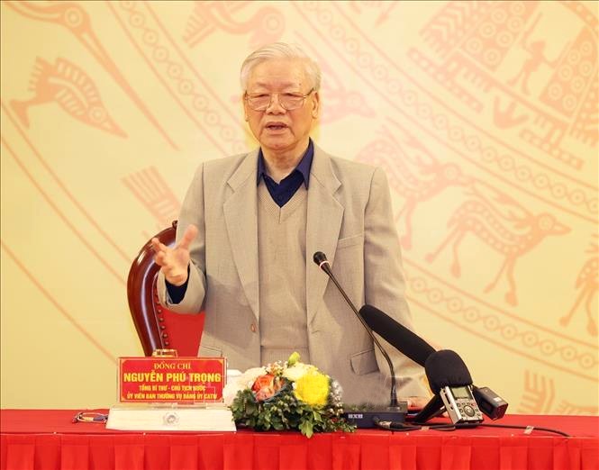 Tổng Bí thư, Chủ tịch nước Nguyễn Phú Trọng phát biểu chi đạo Hội nghị.