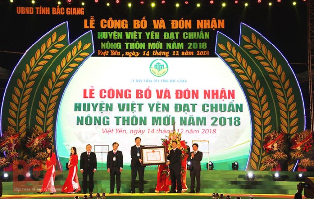 Việt Yên là địa phương đầu tiên của tỉnh Bắc Giang được công nhận huyện đạt chuẩn nông thôn mới. (Ảnh: dangcongsan.vn).