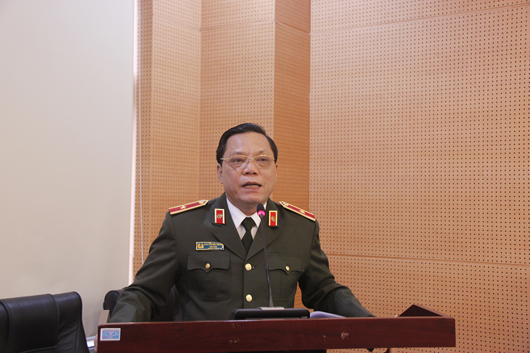 Thiếu tướng Nguyễn Hải Trung, Bí thư Đảng ủy, Giám đốc CATP, phát biểu chỉ đạo hội nghị