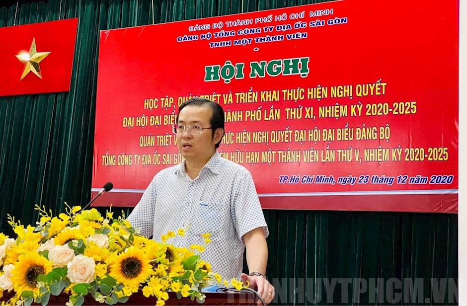 Đồng chí Lê Văn Minh, Phó Trưởng Ban tuyên giáo Thành ủy quán triệt