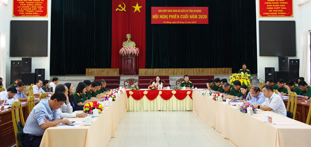 Đảng ủy Quân sự tỉnh An Giang tổ chức hội nghị Đảng ủy phiên cuối năm 2020. (Ảnh: G.K)