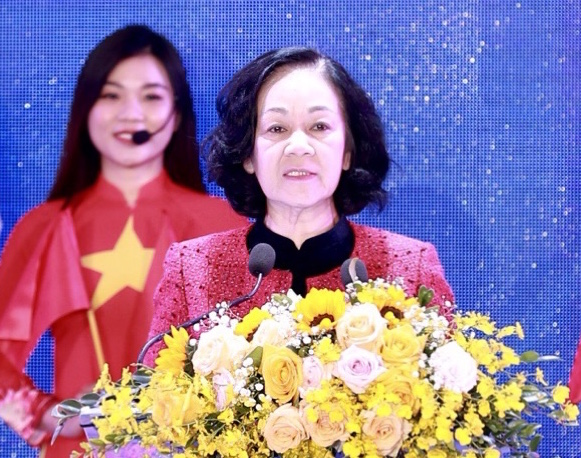 Trưởng ban Dân vận Trung ương Trương Thị Mai phát biểu tại buổi lễ
