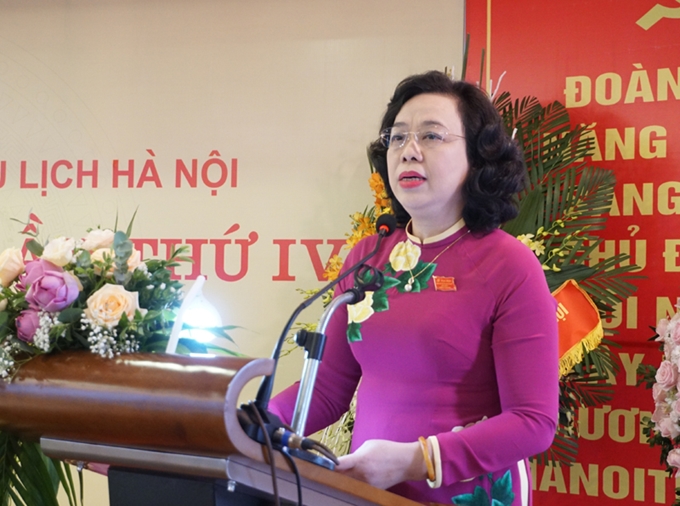 Phó Bí thư thường trực Thành ủy Hà Nội Ngô Thị Thanh Hằng phát biểu chỉ đạo Đại hội.