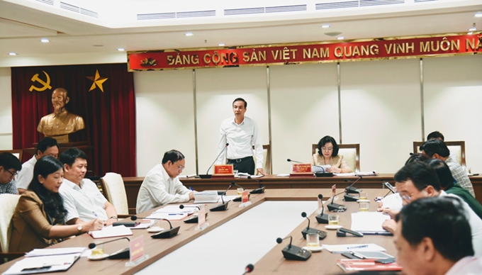 Phó Bí thư Thường trực Thành ủy Hà Nội Ngô Thị Thanh Hằng phát biểu kết luận Hội nghị. (Ảnh:TH)