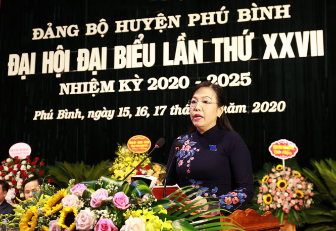 Đồng chí Nguyễn Thanh Hải, Ủy viên Trung ương Đảng, Bí thư Tỉnh ủy Thái Nguyên phát biểu chỉ đạo tại đại hội.