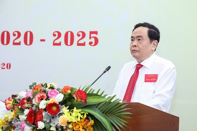 Chủ tịch Uỷ ban Trung ương MTTQ Việt Nam Trần Thanh Mẫn phát biểu tại Đại hội.