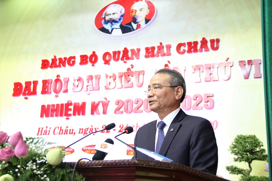 Đồng chí Trương Quang Nghĩa, Uỷ viên Trung ương Đảng, Bí thư Thành uỷ Đà Nẵng phát biểu chỉ đạo Đại hội (Ảnh: ĐT).