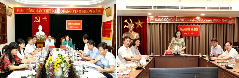 Hình ảnh tại điểm cầu Hà Nội và Ninh Bình.