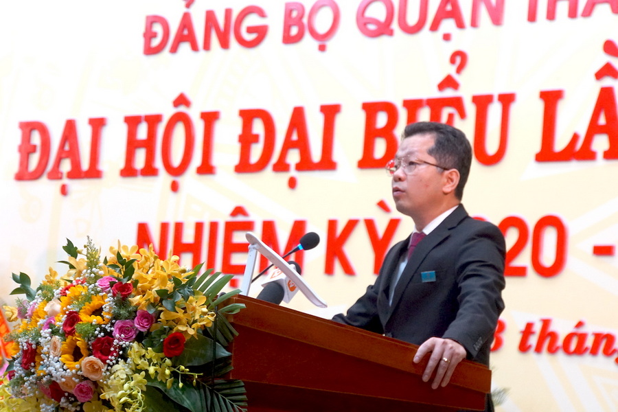 Phó Bí thư Thường trực TP Đà Nẵng Nguyễn Văn Quảng đại diện Ban Thường vụ Thành ủy phát biểu chỉ đạo tại Đại biểu Đảng bộ Khối các Cơ quan TP Đà Nẵng lần thứ IX (nhiệm kỳ 2002-2025).