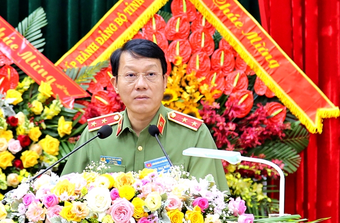 Trung tướng Lương Tam Quang, Thứ trưởng Bộ Công an phát biểu chỉ đạo Đại hội.