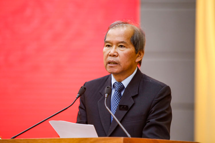 Đồng chí Nguyễn Xuân Tiến phát biểu tại hội nghị (Ảnh: Chí Thành)