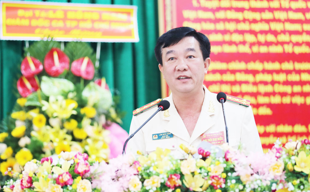 Đại tá Lâm Minh Hồng - Giám đốc Công an tỉnh tái đắc cử Bí thư Đảng ủy Công an tỉnh Long An. (Ảnh: Minh Khánh)