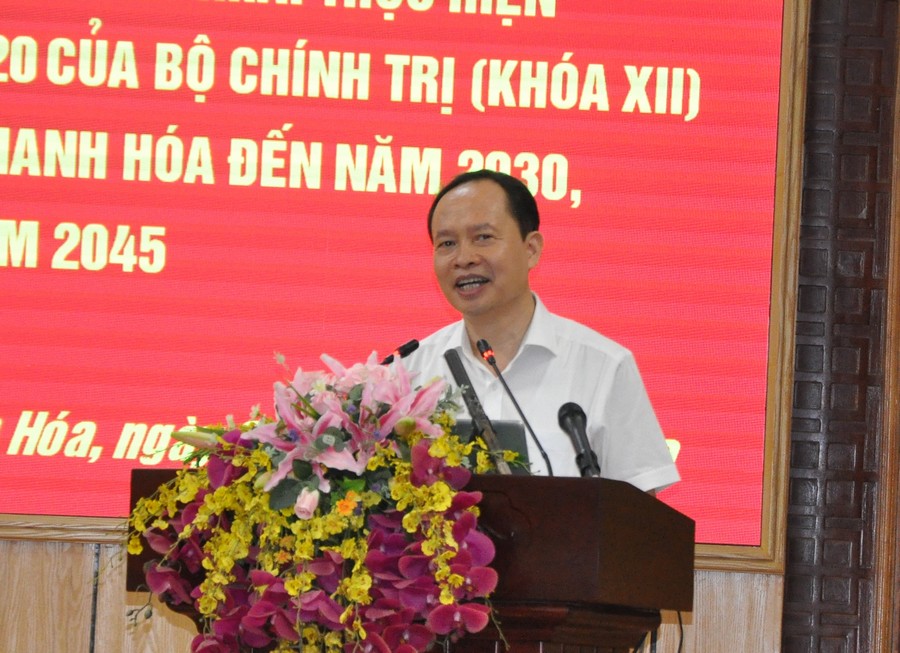 Bí thư Tỉnh ủy Thanh Hóa Trịnh Văn Chiến cho biết Chương trình hành động và những đột phá của tỉnh để triển khai Nghị quyết.