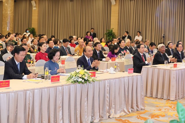 Các đồng chí lãnh đạo Đảng, Nhà nước, MTTQ Việt Nam tham dự Đại hội.