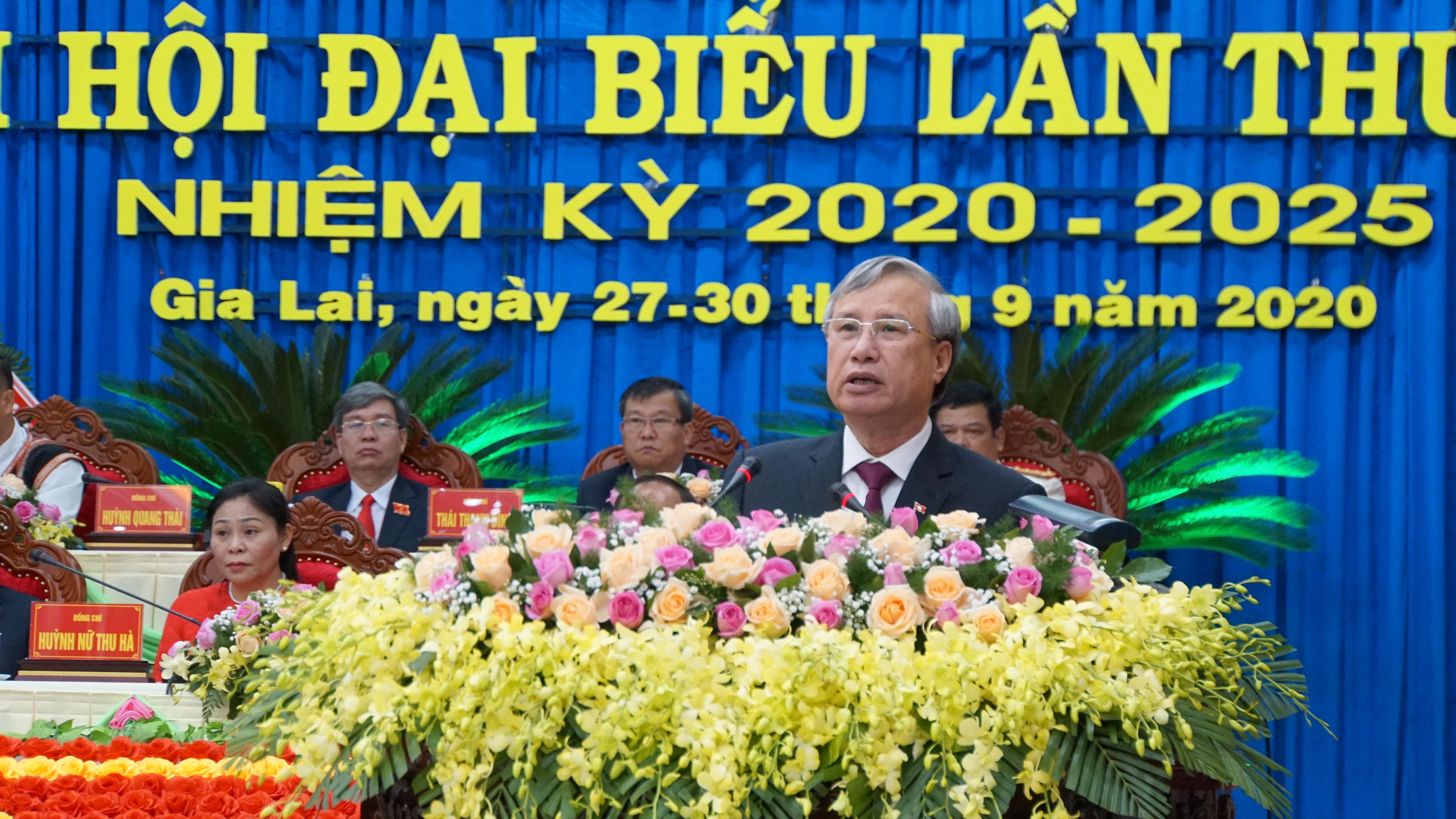 Đồng chí Trần Quốc Vượng, Uỷ viên Bộ Chính trị, Thường trực Ban Bí thư phát biểu chỉ đạo Đại hội.