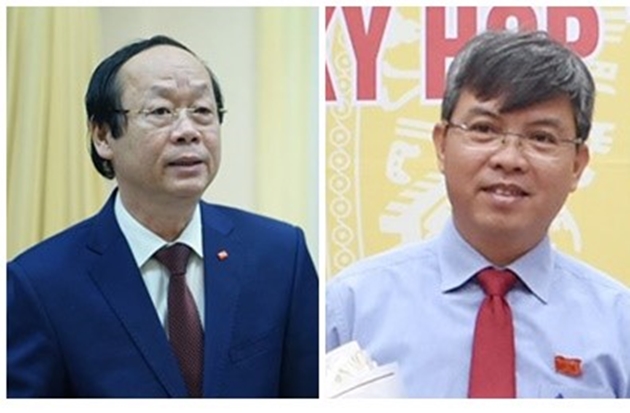 Thứ trưởng Bộ Tài nguyên và Môi trường Võ Tuấn Nhân (ảnh trái); Phó Chủ tịch UBND tỉnh Kiên Giang Nguyễn Lưu Trung. (Ảnh: Chí Kiên)