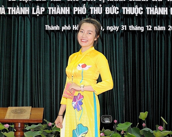 Chị Nguyễn Huỳnh Mỹ Linh, chuyên viên Phòng Tổ chức lễ và sự kiện, Sở Văn hóa và Thể thao TP Hồ Chí Minh. (Ảnh: Chi Mai)
