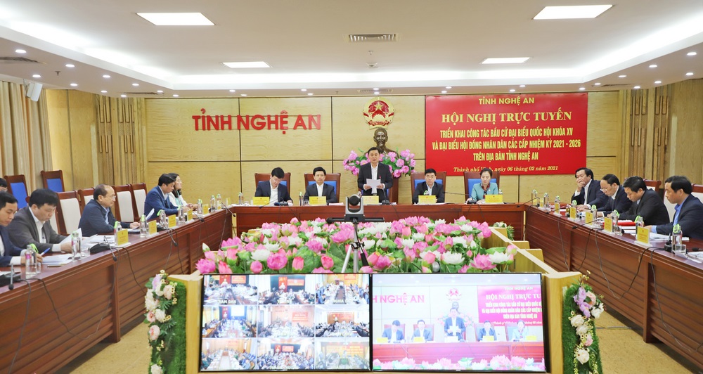 Tỉnh Nghệ An tổ chức Hội nghị trực tuyến toàn tỉnh triển khai công tác bầu cử đại biểu Quốc hội khóa XV và đại biểu HĐND các cấp nhiệm kỳ 2021 -2026. (Ảnh: TL).