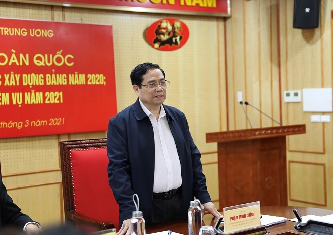 Đồng chí Phạm Minh Chính, Uỷ viên Bộ Chính trị, Trưởng ban Tổ chức Trung ương phát biểu kết luận tại Hội nghị.