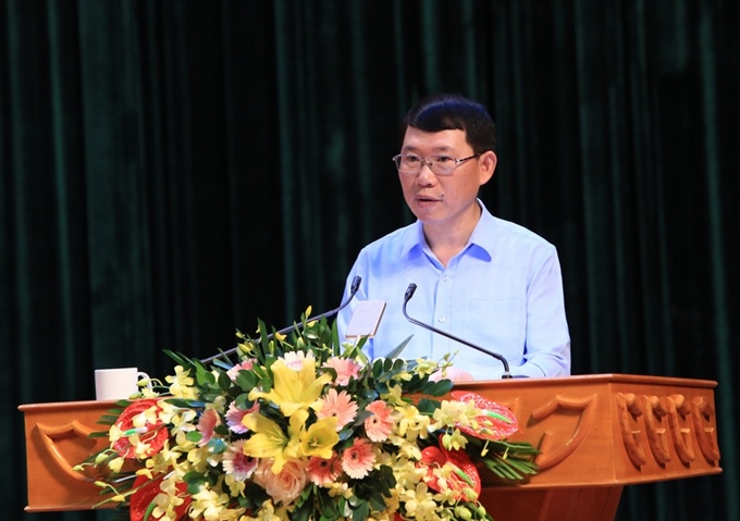 Chủ tịch UBND tỉnh Bắc Giang Lê Ánh Dương phát biểu đề dẫn tại Hội nghị.
