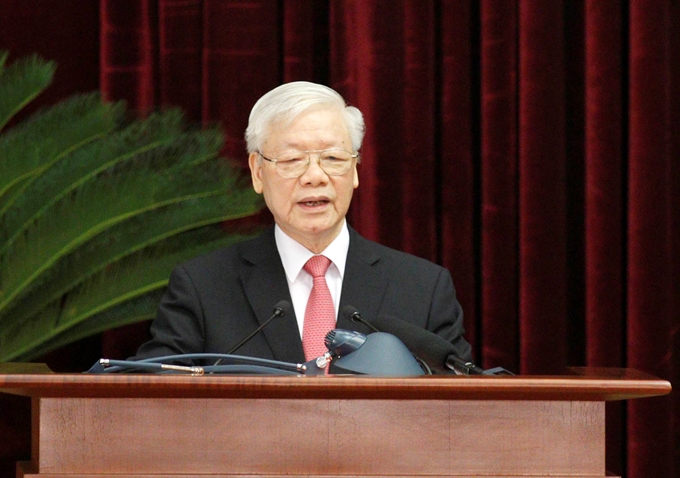 Tổng Bí thư, Chủ tịch nước Nguyễn Phú Trọng phát biểu khai mạc Hội nghị. (Ảnh: Phạm Cường)
