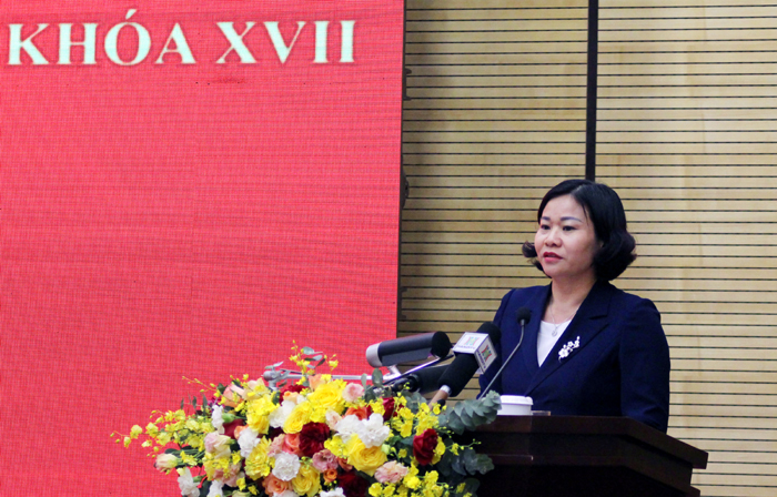 Phó Bí thư Thường trực Thành ủy Hà Nội Nguyễn Thị Tuyến phát biểu bế mạc hội nghị.