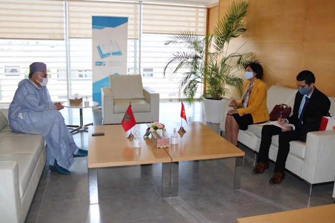 Đại sứ Đặng Thị Thu Hà làm việc với ông Nabil Benabdellah, Tổng Bí thư Đảng PPS.
            (Ảnh:ĐSQVN tại Morocco)